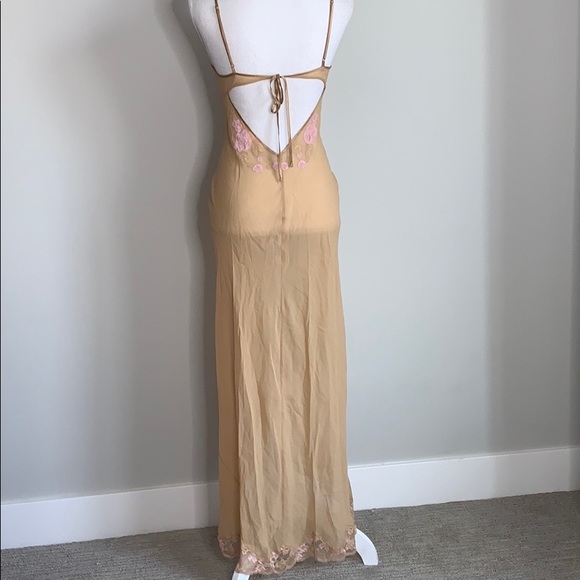 Victoria’s Secret Nude Embroidered Silk Maxi Slip - Picture 8 of 10